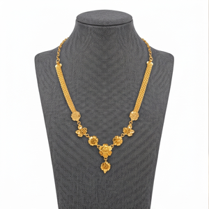 Divyoro Floral Yellow Gold <b>Copper</b> Alloy Pendant Necklace 18 Inches Adjustable Rope <b>Chain</b> Women's Classic Wedding Jewelry Gift - Product Image 1