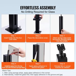 Morsetto per Vetro da 35,83 Pollici di Altezza, Spessore 0,39-0,47 Pollici, Staffa per Ringhiera in Vetro Temperato, Clip per Fune Metallica in Acciaio Inox 304 - Product Image 3