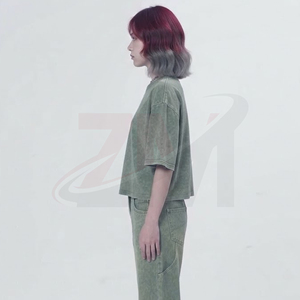 T-shirt oversize délavé à l'acide pour femme, coupe décontractée, coton premium, vêtements décontractés, fournisseur en gros - Product Image 5