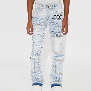 Everyday Essential Boys Cotton Rich <b>Denim</b> Pants With Flexible Soft And Comfortable <b>Material</b> For Bulk Order Solid Color With Logo - Product Image 1