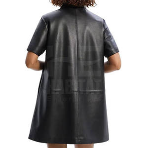 Robe en cuir véritable pour femme, design personnalisé, faible MOQ, tissu doux et confortable, coupe élégante, idéale pour le bureau - Product Image 4