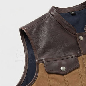 Durable Cowhide Winter Breathable Motorbike <b>Leather</b> <b>Vest</b> with Multi-Pocket Design Soft Inner Lining for <b>Men</b> - Product Image 4
