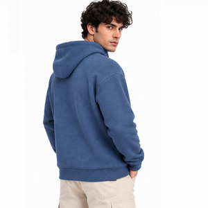 Mens Waffle Knit Hoodie Casual Thermal Pullover <b>Long</b> Sleeve Winter Outdoor Streetwear Custom Hooded <b>Sweatshirt</b> Wholesale Apparel - Product Image 2