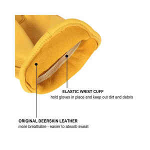 Gants de sécurité en cuir de mouton, cuir de porc et cuir de chèvre, gants de travail protecteurs pour conducteurs avec manchette élastique et dos en coton - Product Image 4