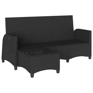 Canapé de jardin inclinable en rotin PE noir - Product Image 4
