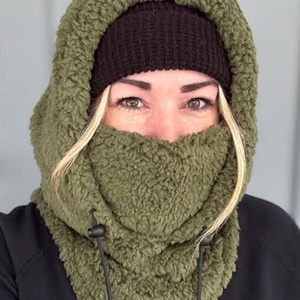 Cagoule personnalisée en polaire pelucheuse pour l'hiver, masque cache-cou chaud pour le ski en extérieur avec cordon de serrage - Product Image 4
