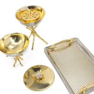 Juego de Incensario de Lujo al por Mayor con Bandeja, Soporte de Metal Dorado para Ramas, Incensario de Bakhoor, Decoración Moderna para Mesa de Hogar u Oficina - Product Image 3
