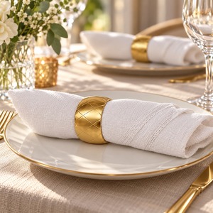 Elegante Servilletero Dorado de Metal Duradero para Decoración de Mesa en Bodas, Banquetes y Cenas de Gala al Mejor Precio, Estilo Premium - Product Image 1