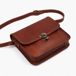 Vintage Genuine Leather Crossbody Bag with Lock Closure Single Strap Brown Color All seasons Daily Use - Product Image 2