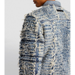 Coated Washed <b>Light</b> High Street Style Denim Jeans <b>Jackets</b> for Men with Covered Button Closure Customizable with OEM services - Product Image 5