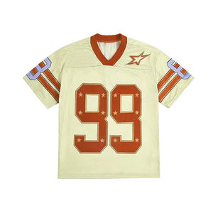 Camisetas de Fútbol Americano Blancas Transpirables de Talla Grande al por Mayor de Alta Calidad con Mangas Rayadas y Diseños Bordados o Sublimados - Product Image 2