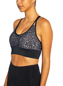 FITME SPORTS Soutien-gorge de sport pour femme, imprimé uni/à carreaux, dos croisé, maille ajourée, séchage rapide, maintien moyen, respirant, pour le yoga - Product Image 5