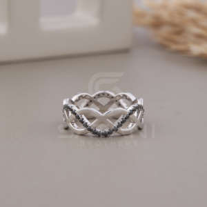 Bague Infini en Moissanite Noire, Élégante, en Or Blanc 10 carats, Style Vintage Croix, Bijou de Mariage de Luxe, Anniversaire, Fiançailles - Product Image 3