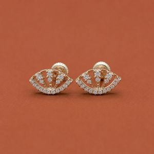 Elegant <b>Moissanite</b> Diamond Silver Stud <b>Earrings</b> with Openwork Design for Women - Product Image 2