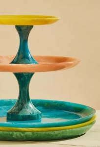 Support à gâteau en résine à 3 niveaux, fait main, multi-couches, rond, à bords festonnés, pour présentation de desserts - Product Image 3