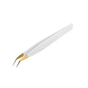 MAHFOOZ INSTRUMENTS Pince à épiler de précision à pointe fine droite pour isolation des extensions de cils, couleur or et blanc - Product Image 5