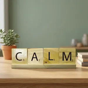 Décoration de table rustique en bois avec blocs de lettres CALM faits à la main pour la maison, le bureau, la chambre, le salon, la décoration d'étagère - Product Image 3