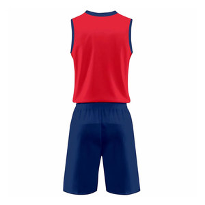 Unisex Red Sleeveless <b>Volleyball</b> Jersey <b>Set</b> Navy Shorts Moisture Wicking Sublimated 100% Polyester Breathable Mesh Athletic Wear - Product Image 3