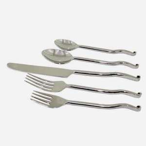 Ensemble de couverts 5 pièces de style américain de qualité supérieure Poignées rondes cannelées Acier inoxydable résistant à la rouille de haute qualité pour le thé - Product Image 6