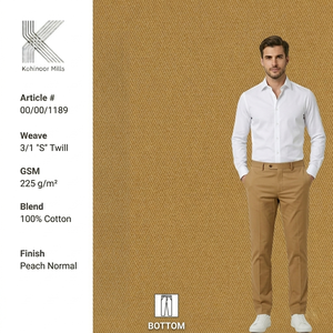 Pantalones Chinos para Hombre Kohinoor Mills, 100% Algodón, 225GSM, 3/1 S Twill, Acabado Peach, Corte Relajado - Product Image 1