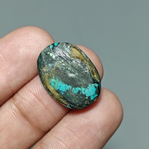 Turquoise naturelle du Hubei, cabochon ovale, pierre précieuse turquoise pour la fabrication de bijoux, 21x15x3 mm. 7 Ct. E676 - Product Image 4
