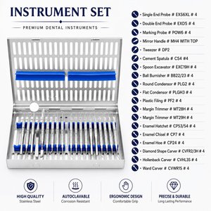 OPTITECH HEALTHCARE PS-0004 Kit de Cassette d'Outils Dentaires en Acier Inoxydable de Qualité Chirurgicale, Poignée Anneau S19, Conception Ergonomique, CE - Product Image 1