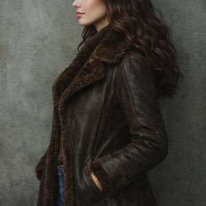 Vêtements d'extérieur d'hiver pour femmes en cuir d'agneau véritable teinté respirant élégant Mode moderne Vêtements de tous les jours - Product Image 5