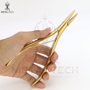 Pince de retrait d'extensions capillaires en acier inoxydable plaqué or, outil professionnel pour l'application et le retrait de micro-anneaux de salon - Product Image 4