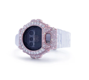 Reloj de Pulsera de Lujo Diamond Rose de Acero Inoxidable - Bisel de Cristal Rosa Hielo, Correa Transparente con Cierre, Resistente al Agua 10 Bar - Product Image 2