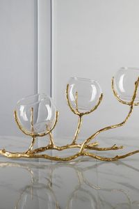 Candelabro de Metal con Ramas Doradas, Portavelas de Vidrio Transparente, Linterna Decorativa, Centro de Mesa para Bodas, Decoración para Mesa del Hogar - Product Image 6
