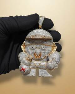 Pendentif fantaisie en moissanite taille ronde, motif dessin animé, en argent 925, pendentif homme en moissanite, pendentif 3D personnage dessin animé pour cadeaux - Product Image 2