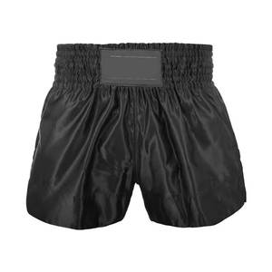 Shorts de Muay Thai professionnels noirs unis en satin, avec large ceinture, pour le kickboxing, équipement sportif, shorts personnalisés - Product Image 1