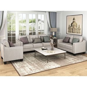 Set da Soggiorno a 3 Pezzi con Cuscini Trapuntati - Product Image 2