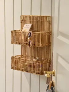 Natural Rattan <b>Floating</b> <b>Wall</b> <b>Shelf</b> Woven Display <b>Shelf</b> Boho Nursery Bedroom Kid Storage Organizer For Nursery Children Room - Product Image 3