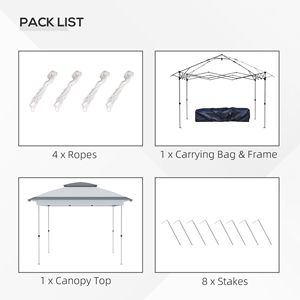 Gazebo Pieghevole Istantaneo 12x12 con Pareti Laterali in Rete, Altezza Regolabile a 3 Livelli, Borsa per il Trasporto, Grigio, per Cortile - Product Image 5