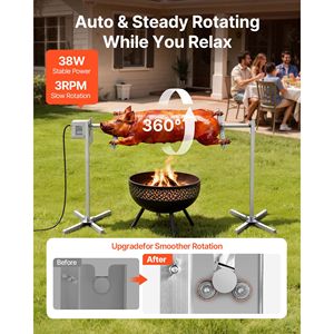 Kit Girarrosto Elettrico AC120V, Altezza Regolabile a 8 Livelli, Capacità di Carico 88 Libbre, per Griglie BBQ da 38 Pollici, Girarrosto da 38 Pollici, AU - Product Image 2