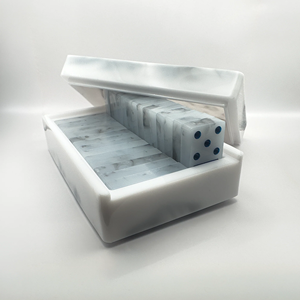 Jeu de dominos en résine, artisanat artistique, coffret cadeau, forme personnalisée, motif marbre blanc, occasion spéciale, objet de collection, jeu de puzzle en résine - Product Image 6