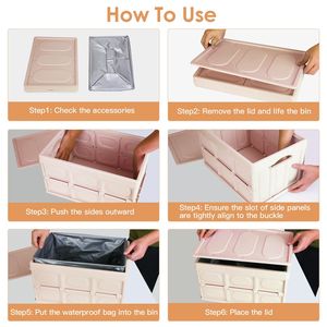 Caja de Almacenamiento Plegable con Tapa Antipolvo, Interior Impermeable, Apilable, Organizador Multiusos para Lavandería, Contenedor Antipolvo - Product Image 5