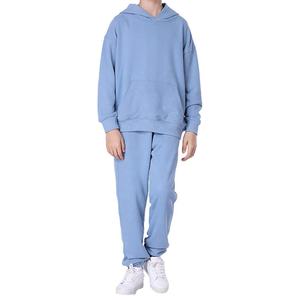 เสื้อสวมหัวผ้าฟลีซสัมผัสนุ่มสบายๆสำหรับเด็กเสื้อมีฮู้ดและกางเกงวิ่งมีกระเป๋าหน้าชุดวอร์มเล่นกีฬาออกกำลังกายเล่นยิมเสื้อสวมหัว - Product Image 4