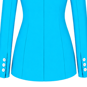 Custom Turquoise Blue <b>Women</b> Double Breasted Blazer Tailored Slim Fit Long Sleeve Formal Business Office Suit <b>Jacket</b> with Chest - Product Image 6