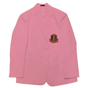 Pink Women's Blazer With Embroidered Crest Notched Blazer Women Elegant Fashion <b>Jacket</b> with Embroidered Detail Formal Apparel - Product Image 1