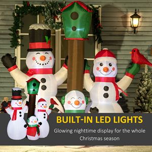 Decorazioni Natalizie Gonfiabili da Esterno LED 7ft, Famiglia di Pupazzi di Neve con Uccello e Casetta per Decorazioni da Giardino - Product Image 4