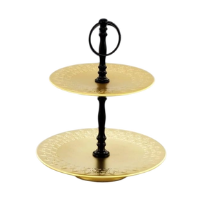 Two Tier Gold Metal Cake <b>Stand</b> Round Serving Tray Set Multi Layer Dessert Display <b>Stand</b> Home Decoration <b>Cupcake</b> Serving <b>Stand</b> - Product Image 1