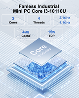 Mini PC Industrial sin Ventilador de 10.ª Generación I3-10110U, 64 GB de RAM, 2.5" SATA + M.2 SSD, Compatible con Amplio Rango de Temperatura -10~60 ℃   Pantalla Triple 4K
