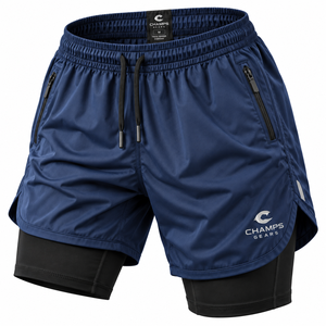 Shorts de course unisexes 2-en-1 avec doublure de compression, fermeture à cordon, en polyester, motif imprimé – Personnalisables pour le sport, la gym et l'entraînement - Product Image 4