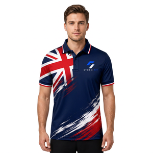 Polo en polyester à séchage rapide personnalisé, impression par sublimation, polo sportif pour homme, coupe classique. - Product Image 2