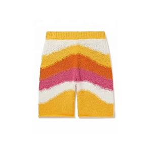 Customizable Winter American Style Striped Men Wool Knitted Mohair <b>Shorts</b> Loose Fit Knit Sleepwear <b>Trousers</b> - Product Image 1