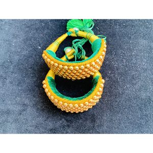 เครื่องประดับทองแดงสีเหลืองเขียวสำหรับผู้หญิง ชุดเจ้าสาวงานแต่งงาน สไตล์อินเดีย คุณภาพส่งออก - Product Image 2