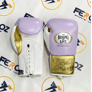 Brown White gold lace-up boxing gloves Leather training sparring gear Adults boxing gloves for sparring Training And MMA - Product Image 3