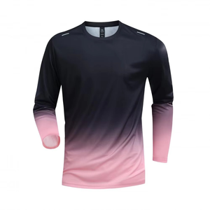 Mens Gradient Long Sleeve Training <b>Shirt</b> Quick Dry <b>Compression</b> Gym Top Sublimation Ombre Running Performance Wear - Product Image 1